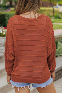 Thumbnail for Round Neck Long Sleeve Knit Top