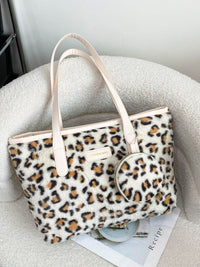 Thumbnail for Leopard Faux Fur Tote Bag with Coin Purse