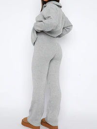 Thumbnail for Quarter Zip Long Sleeve Top and Pants Set