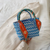 Thumbnail for Contrast Woven Handbag with Ribbon