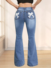 Thumbnail for Bow Back Flare Jeans