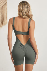 Thumbnail for Cutout Scoop Neck Wide Strap Active Romper