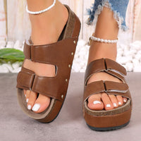 Thumbnail for PU Leather Studded Platform Sandals