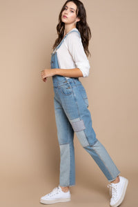 Thumbnail for POL Front Chest Zipper Slim Leg Denim Overalls