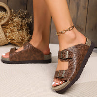 Thumbnail for PU Leather Buckle Sandals