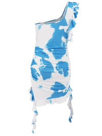 Thumbnail for Ruffled Tie-Dye Single Shoulder Mini Dress