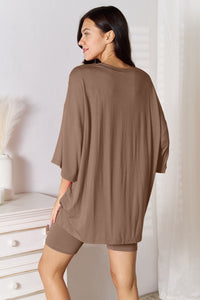 Thumbnail for Basic Bae Full Size Soft Rayon Three-Quarter Sleeve Top and Shorts Set