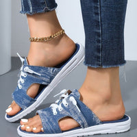 Thumbnail for Open Toe Lace Up Sandals