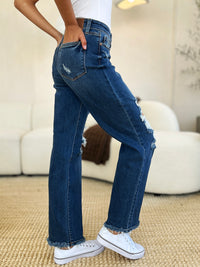 Thumbnail for Judy Blue Full Size Mid Rise Distressed Raw Hem Jeans