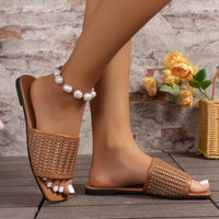 Thumbnail for Rattan Woven Flat Sandals