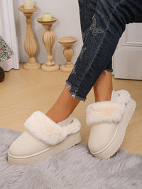 Thumbnail for Faux Fur Round Toe Platform Slippers