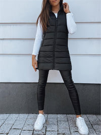 Thumbnail for Plus Size Zip Up Hooded Vest Coat