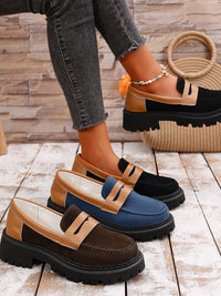 Thumbnail for Contrast Suede Platform Loafers