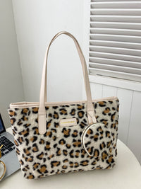 Thumbnail for Leopard Faux Fur Tote Bag with Coin Purse