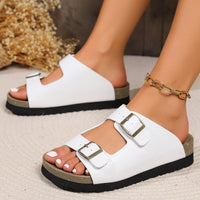 Thumbnail for PU Leather Buckle Sandals