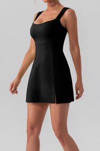 Thumbnail for Square Neck Sleeveless Slit Mini Active Dress