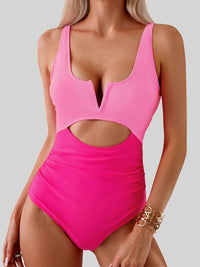 Thumbnail for Tied Cutout Contrast One-Piece Swimwear