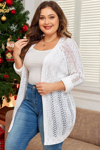 Thumbnail for Plus Size Openwork Open Front Long Sleeve Cardigan