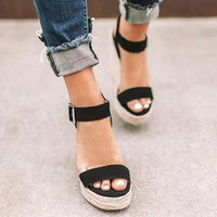 Thumbnail for Open Toe High Heel Wedge Sandals