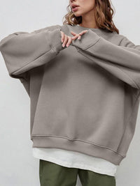 Thumbnail for Round Neck Dropped Shoulder Long Sleeve Sweatshirt