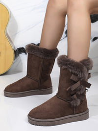 Thumbnail for Bow Thermal Faux Fur Suede Boots