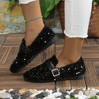 Thumbnail for Sequin Round Toe Slip-Ons