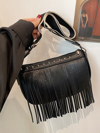 Thumbnail for PU Leather Fringe Studded Crossbody Bag