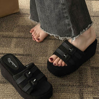 Thumbnail for Open Toe Wedge Suede Sandals