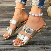 Thumbnail for Open Toe Double Buckle Sandals