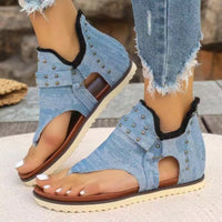 Thumbnail for Studded Raw Hem Flat Sandals