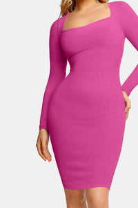 Thumbnail for Basic Bae Full Size Built-In Shapewear Square Neck Long Sleeve Dress