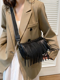 Thumbnail for PU Leather Fringe Studded Crossbody Bag