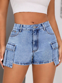 Thumbnail for Mid-Rise Waist Denim Shorts with Pockets