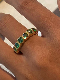 Thumbnail for 18K Gold-Plated Inlaid Zircon Ring