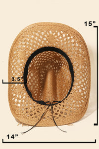 Thumbnail for Fame Straw Weave Rope Ribbon Cowboy Hat