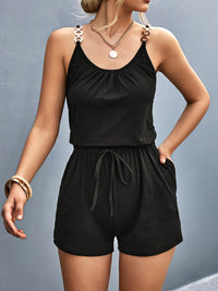 Thumbnail for Scoop Neck Romper with Pockets