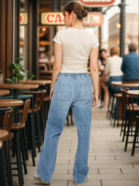 Thumbnail for Drawstring Straight Jeans with Pockets