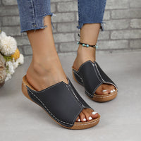 Thumbnail for PU Leather Open Toe Sandals