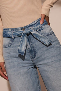 Thumbnail for Tied Wide Leg Jeans with Pockets