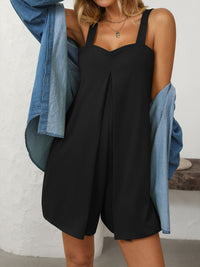 Thumbnail for Mandy Sweetheart Neck Wide Strap Romper with Pockets