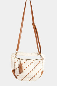 Thumbnail for Fame Tassel Detail Weave Semi Circle Bag