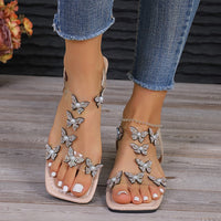 Thumbnail for Rhinestone Butterfly Flat Sandals