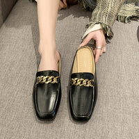 Thumbnail for PU Leather Square Toe Flat Loafers