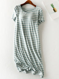 Thumbnail for Striped Round Neck Short Sleeve Dress