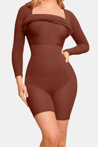 Thumbnail for Basic Bae Full Size Built-In Shapewear Square Neck Long Sleeve Dress