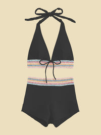 Thumbnail for Backless Textured Halter Neck Two-Piece Swim Set