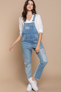 Thumbnail for POL Front Chest Zipper Slim Leg Denim Overalls