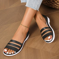 Thumbnail for PU Leather Three-Strap Sandals