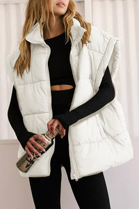 Thumbnail for Zip Up Puffer Vest Coat with Pockets