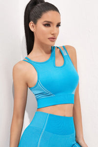 Thumbnail for Cutout Strappy Sports Bra and Shorts Set